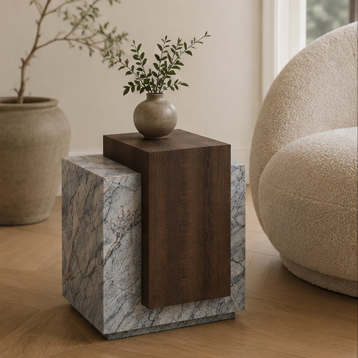 Varen Marble & Wood Side Table