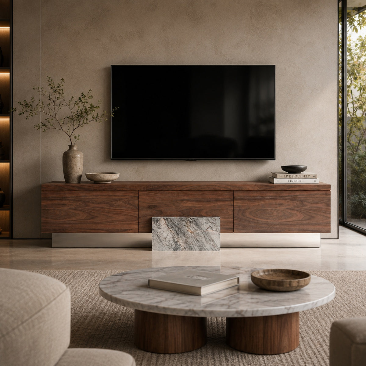 Arden Marble & Wood TV Unit