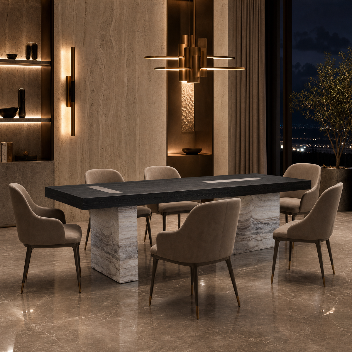 Arden Marble & Wood Dining Table