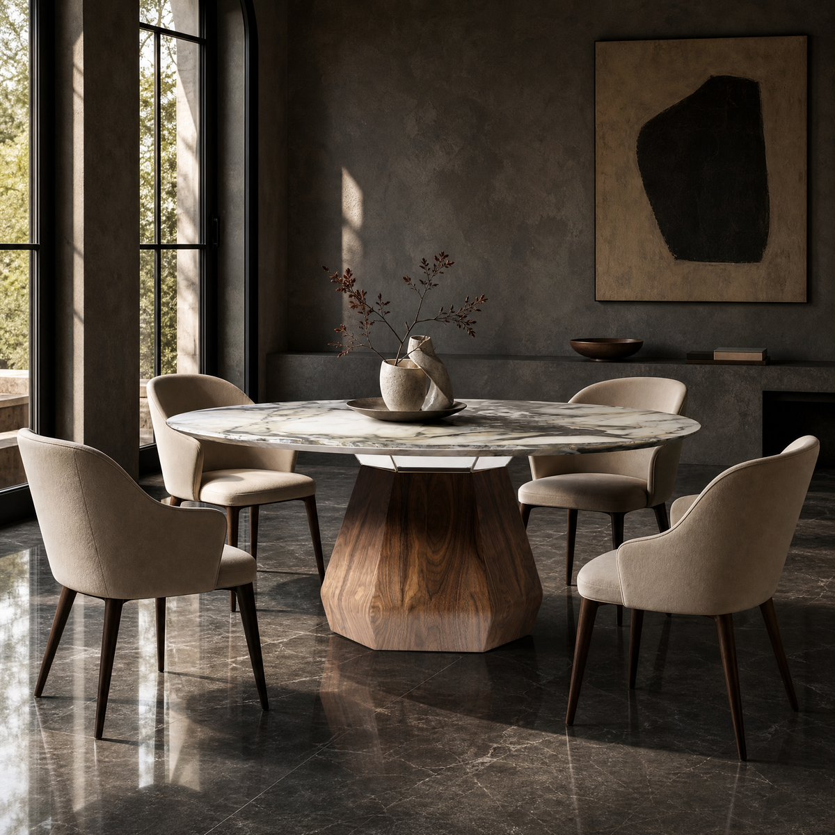 Aure Marble & Wood Dining Table