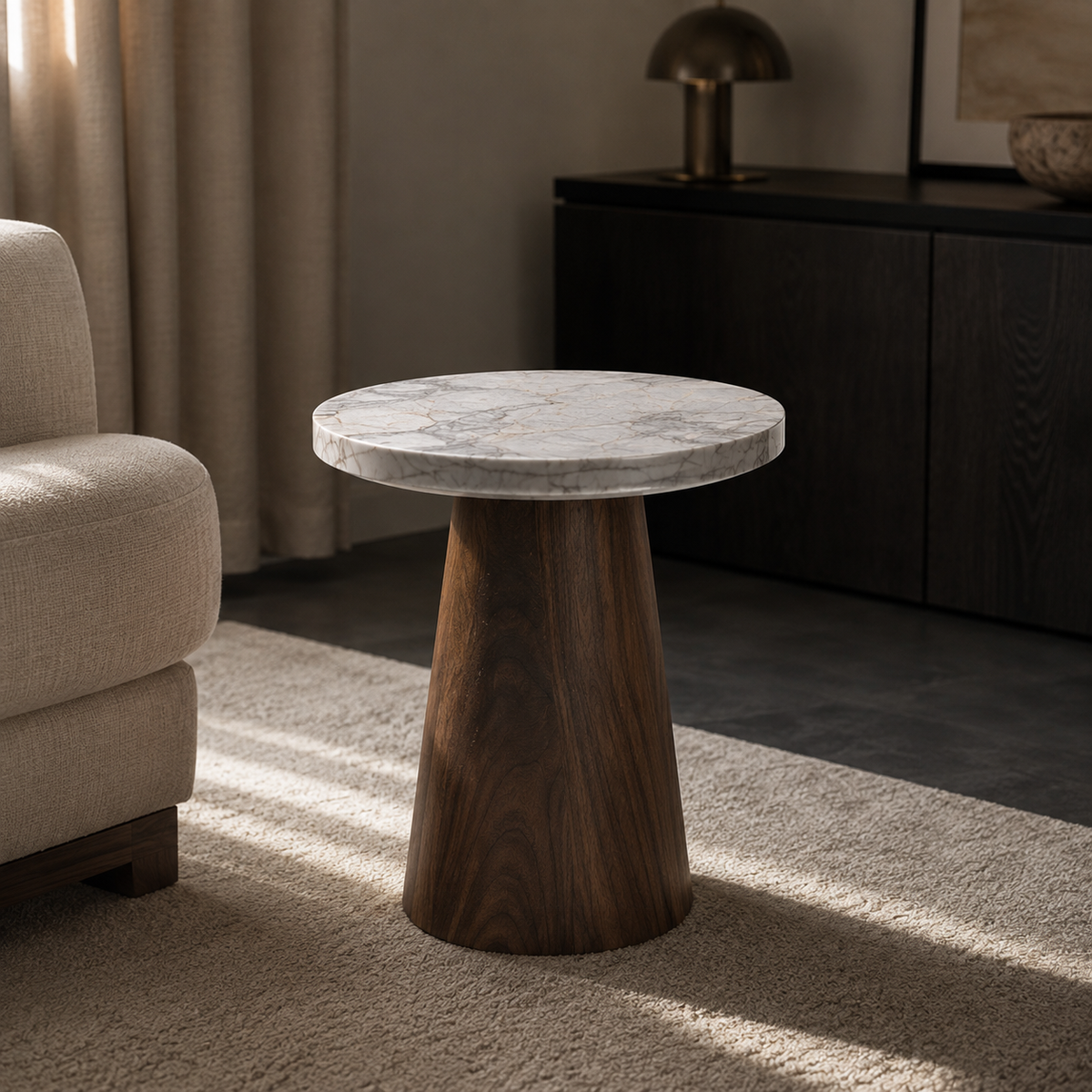 Avela Marble & Wood Side Table