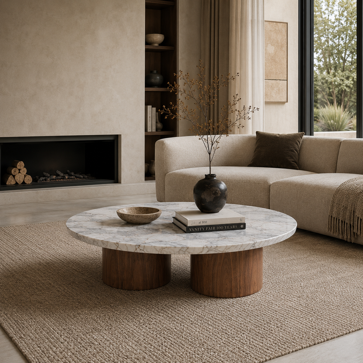 Calder Marble & Wood Coffee Table