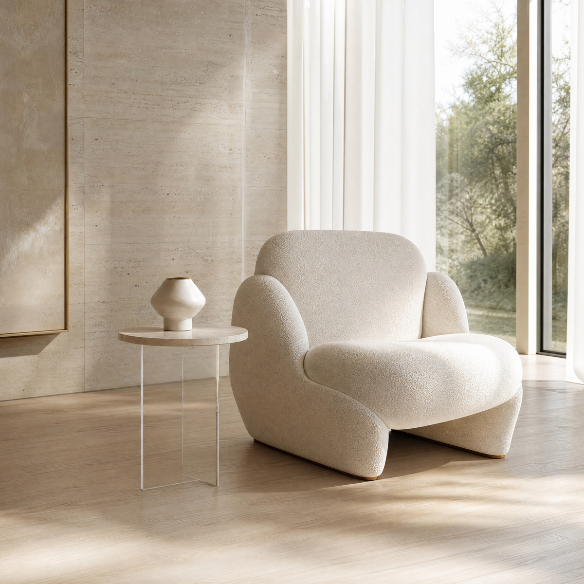 Linea Marble & Wood Side Table