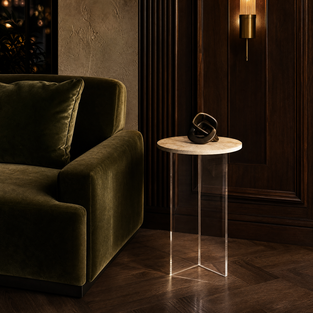 Linea Marble & Wood Side Table