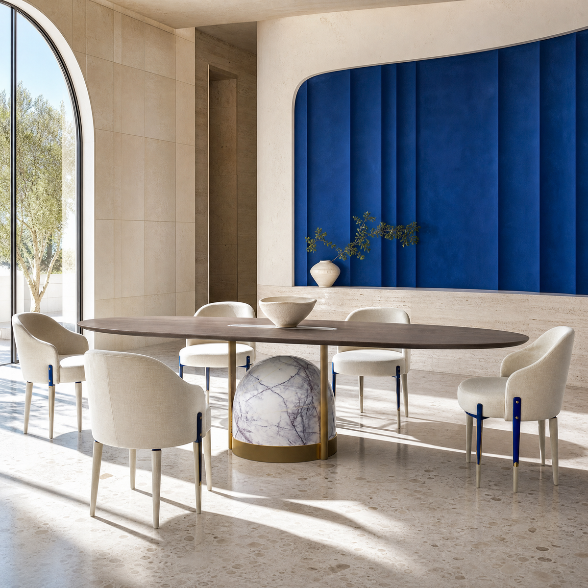 Lume Marble & Wood Dining Table