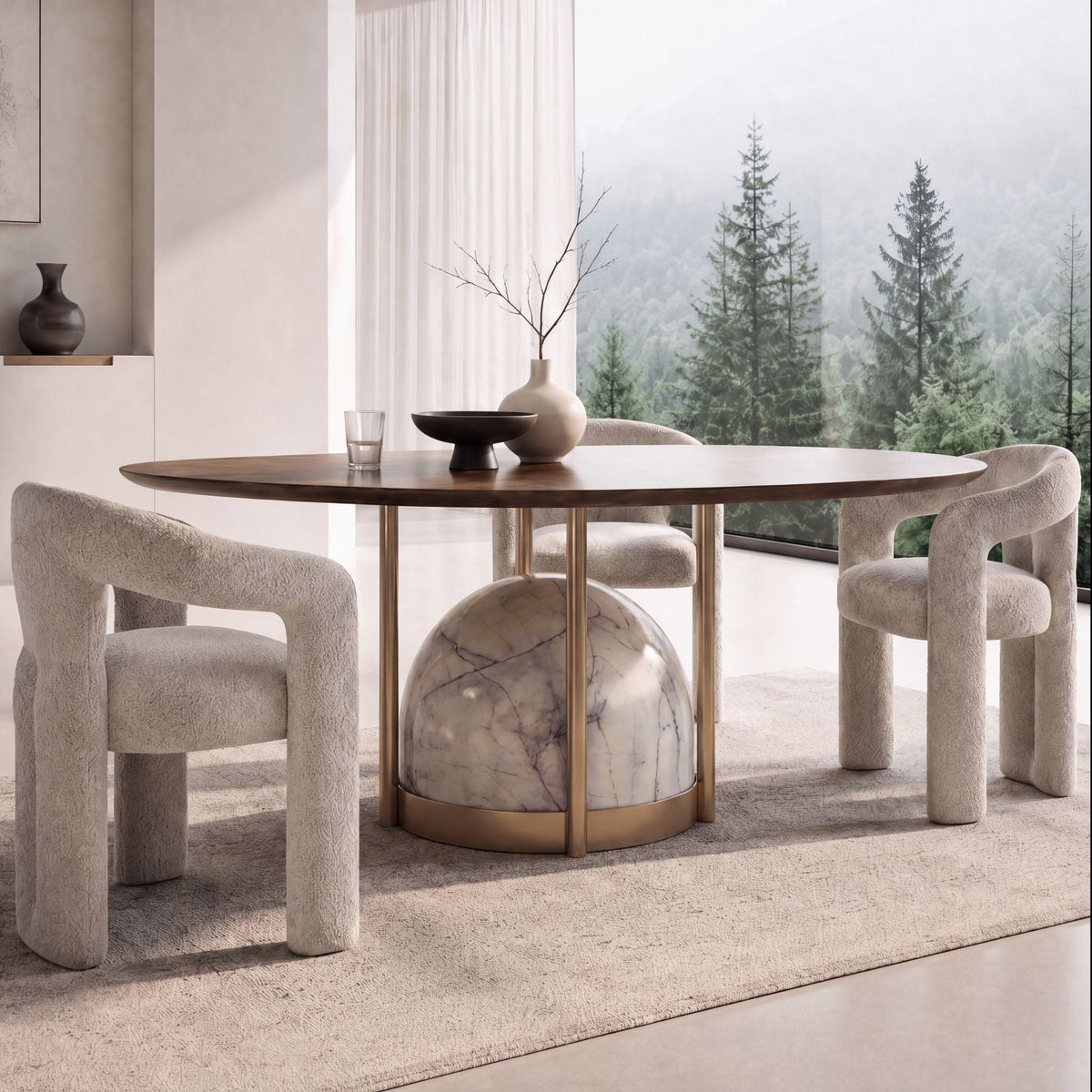 Lume Marble & Wood Dining Table