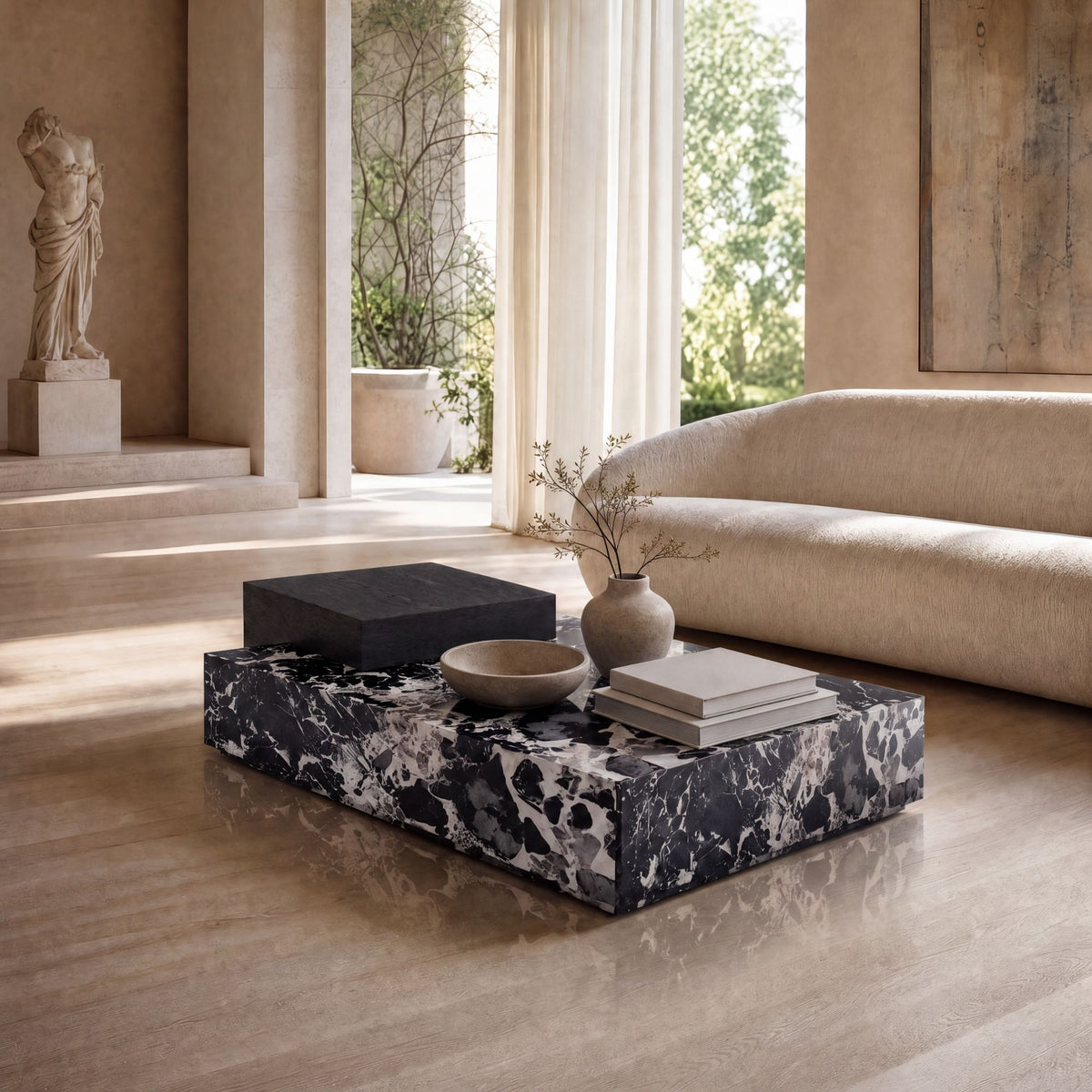 Nero Marble & Wood Coffee Table