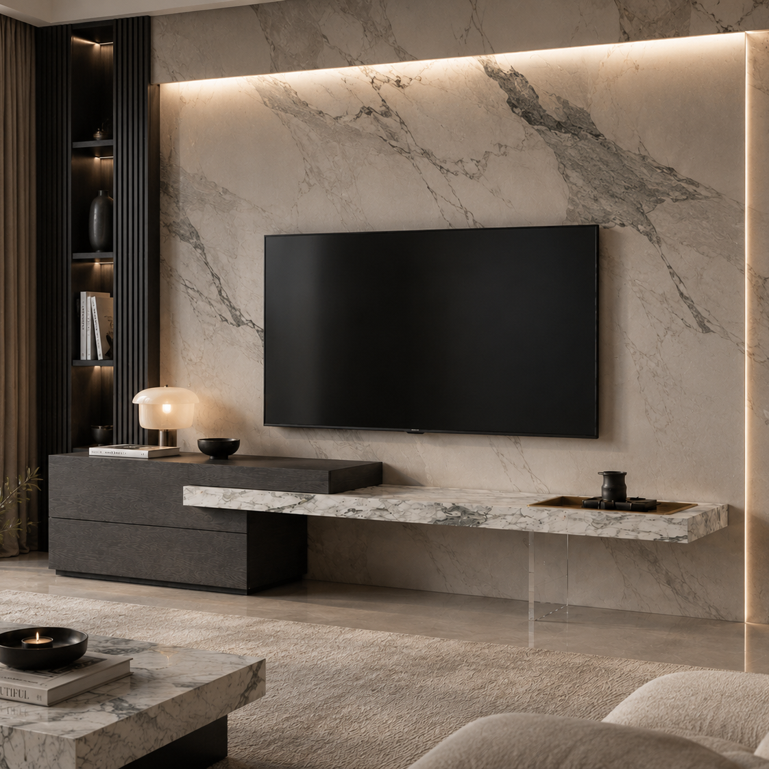 Noma Marble & Wood TV Unit
