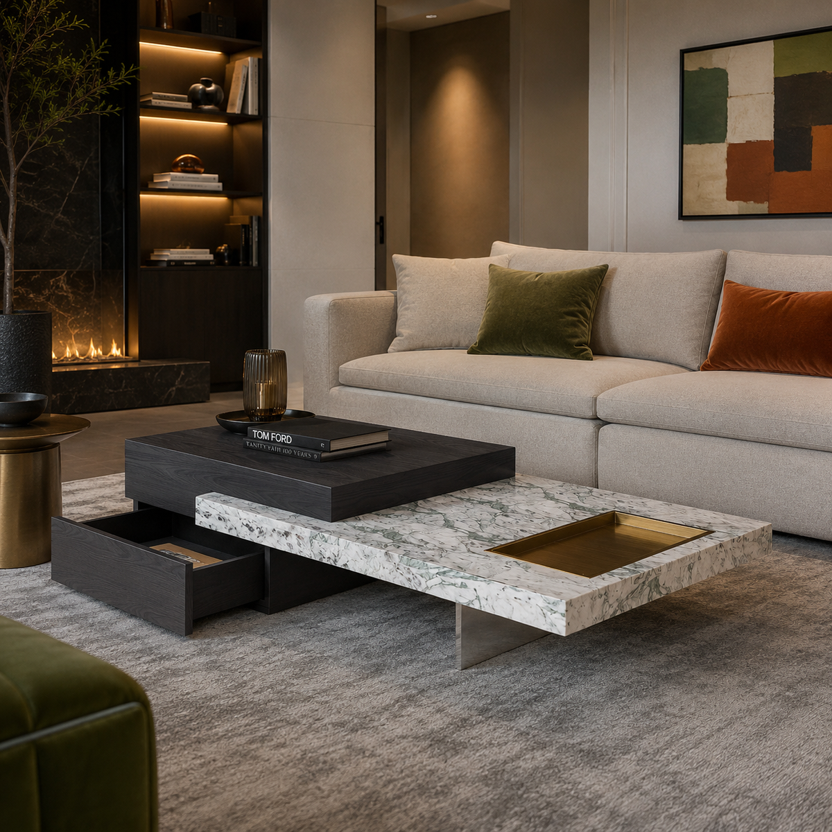 Noma Marble & Wood Coffee Table