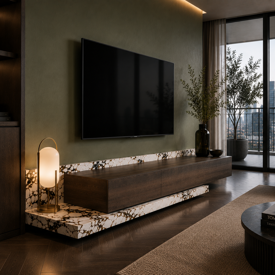 Oren Marble & Wood TV Unit