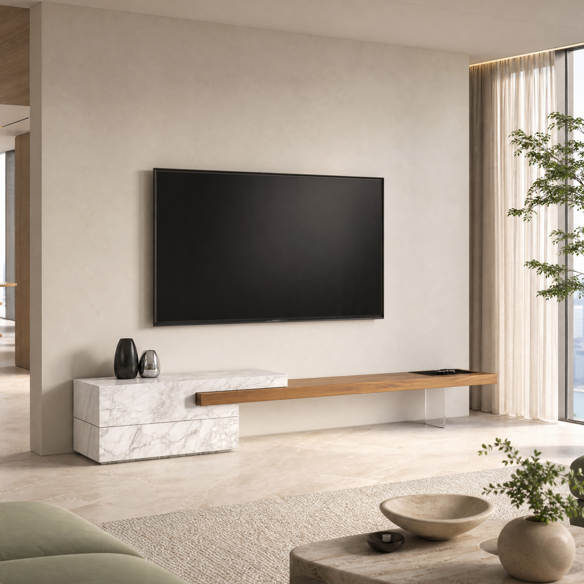 Soren Marble & Wood TV Unit