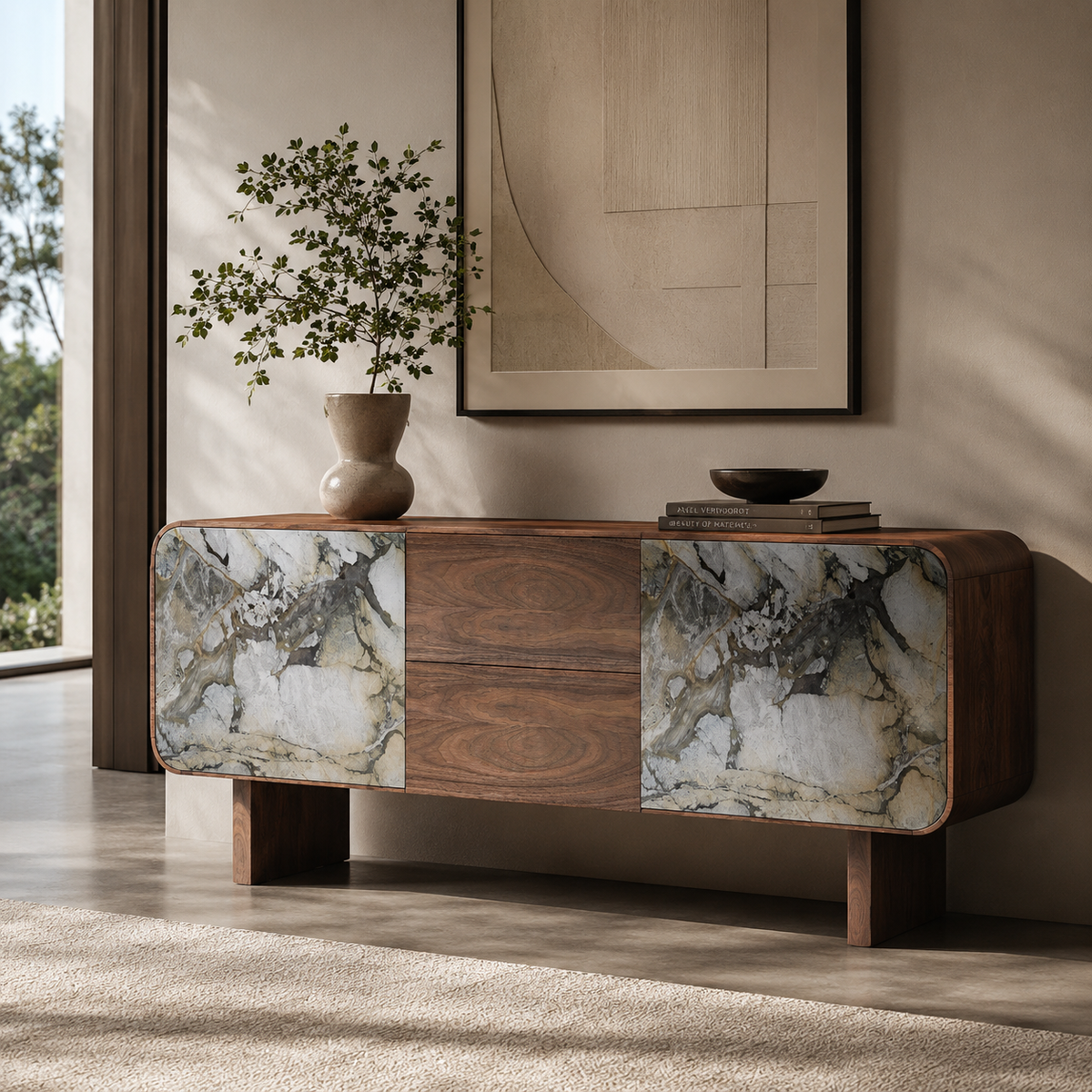 Vale Marble & Wood Sideboard