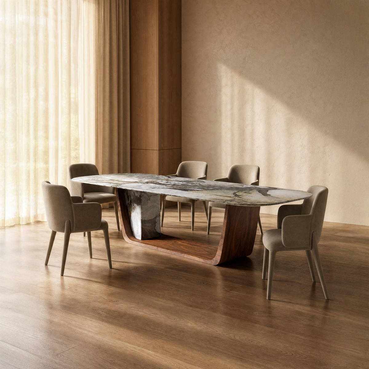 Vale Marble & Wood Dining Table