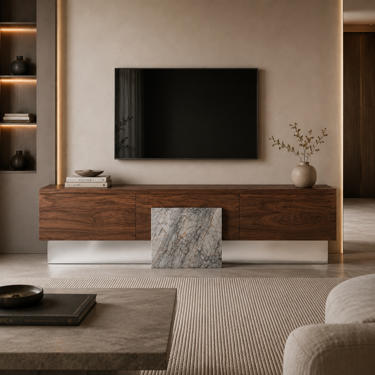 Valen Marble & Wood TV Unit