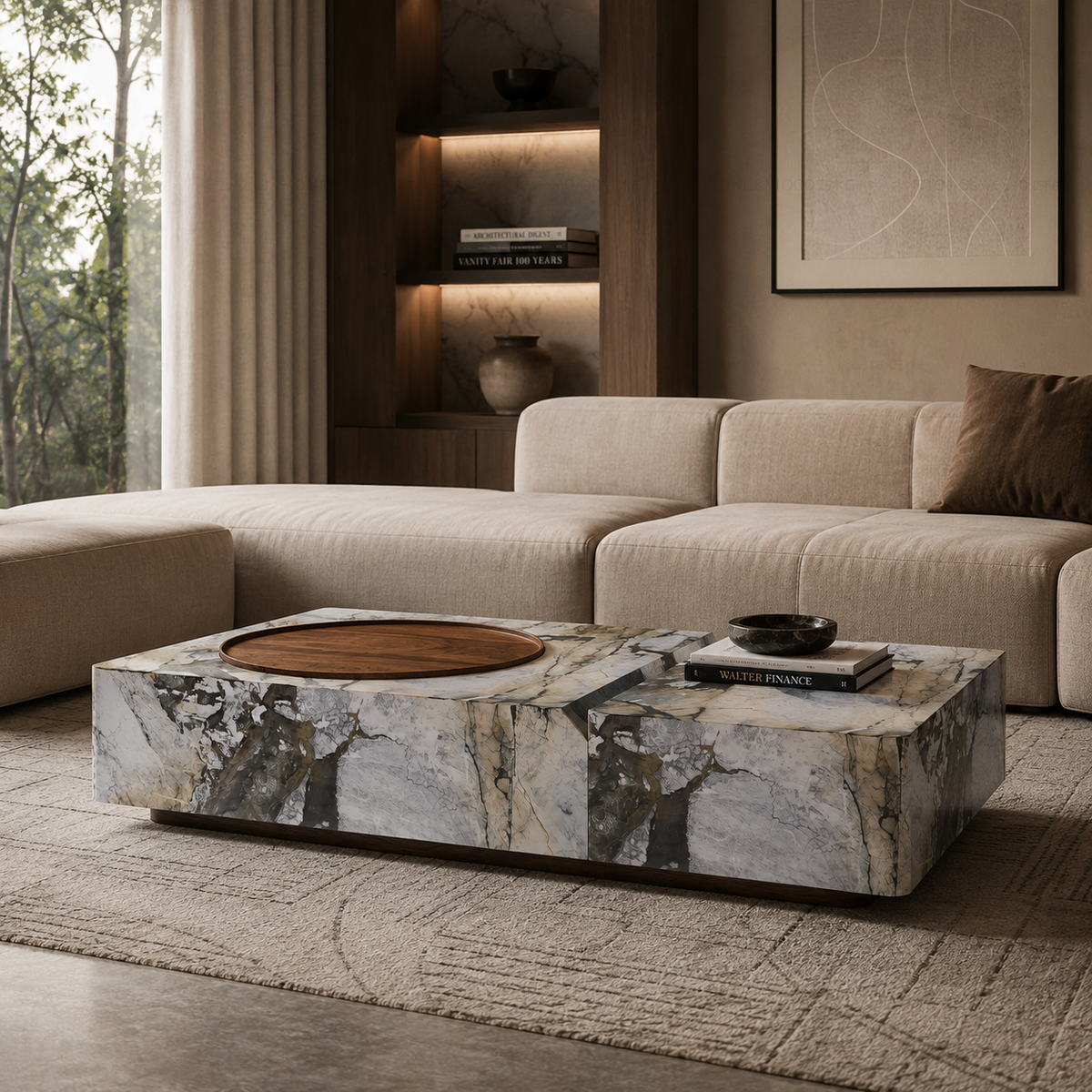 Vela Marble & Wood Coffee Table