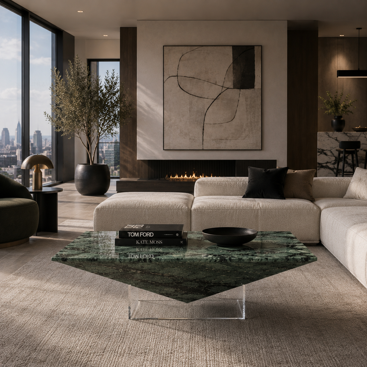 Verde Green Marble Square Coffee Table