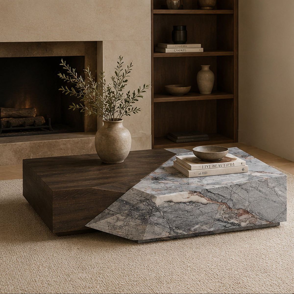 Soren Marble & Wood Coffee Table