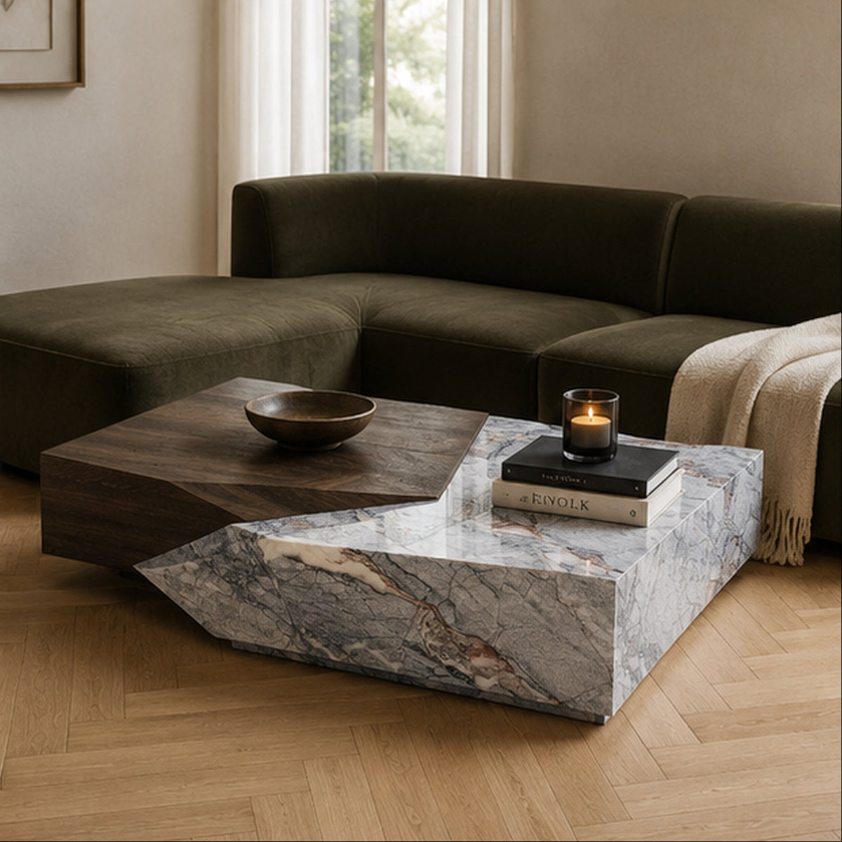 Soren Marble & Wood Coffee Table