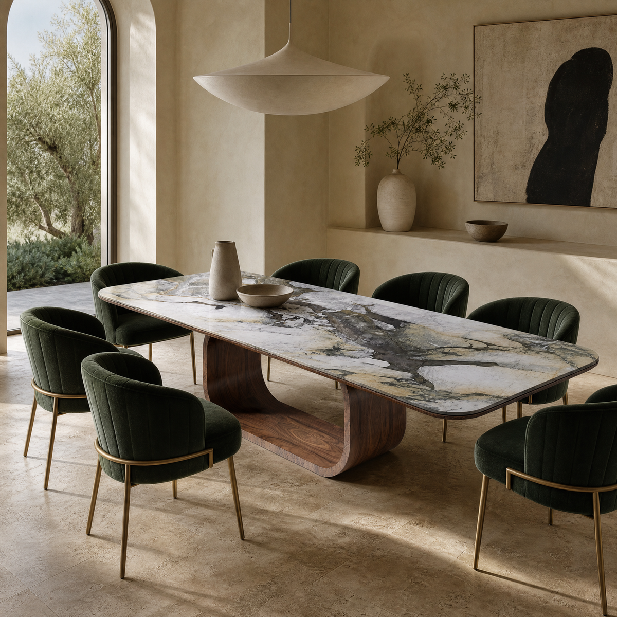 Arco Marble & Wood Dining Table