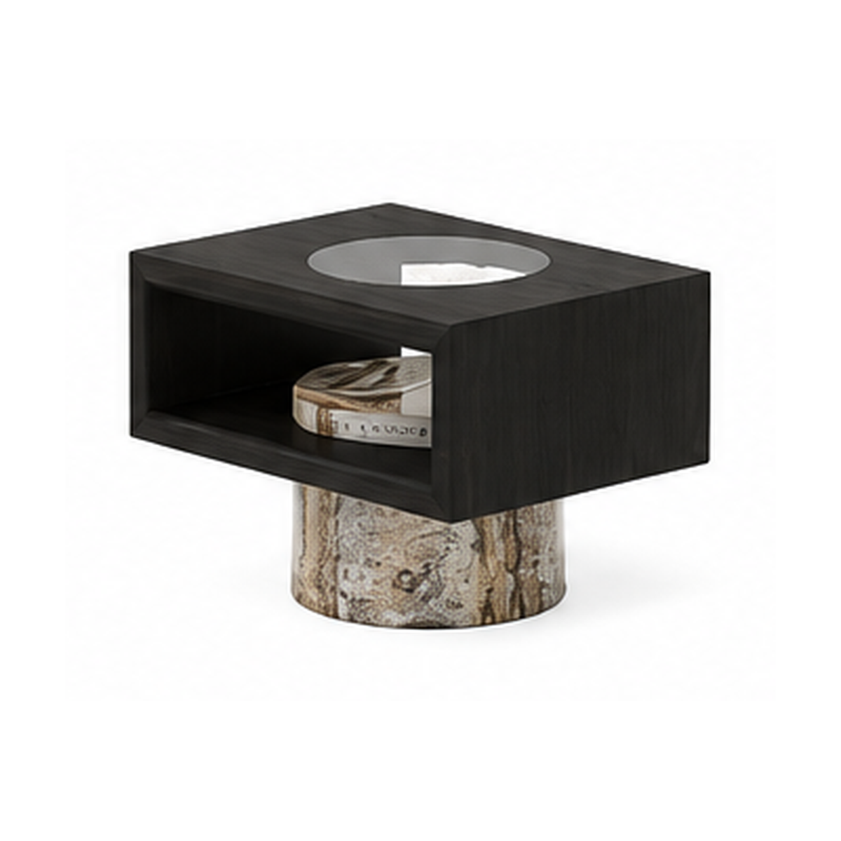 Aster Marble & Wood Bedside Table