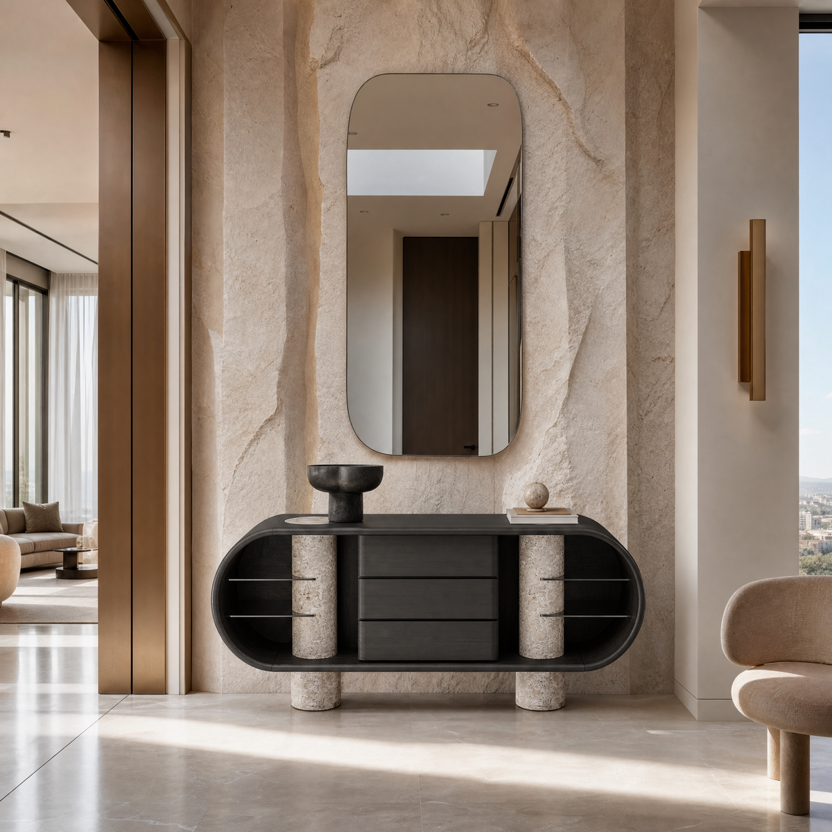 Aster Marble & Wood Sideboard