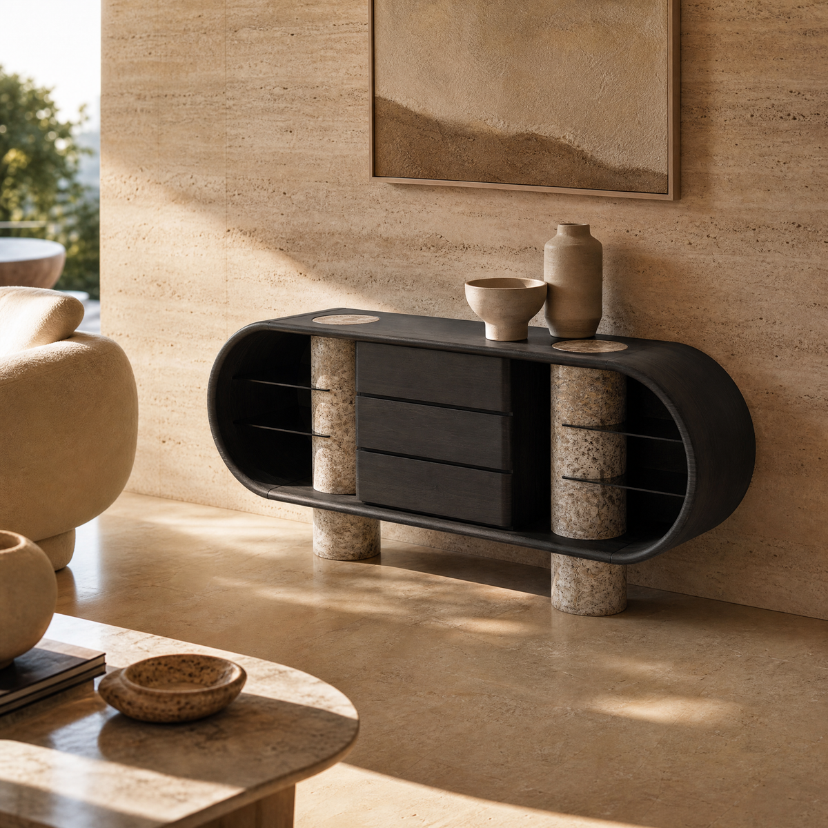Aster Marble & Wood Sideboard