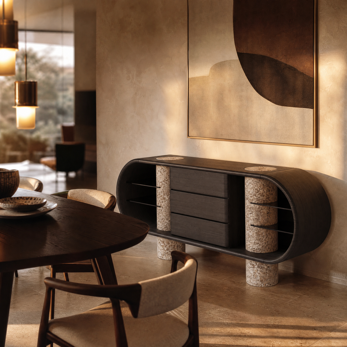 Aster Marble & Wood Sideboard