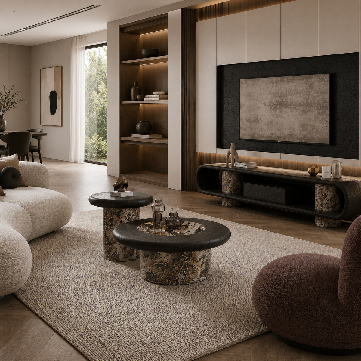 Aster Marble & Wood TV Unit