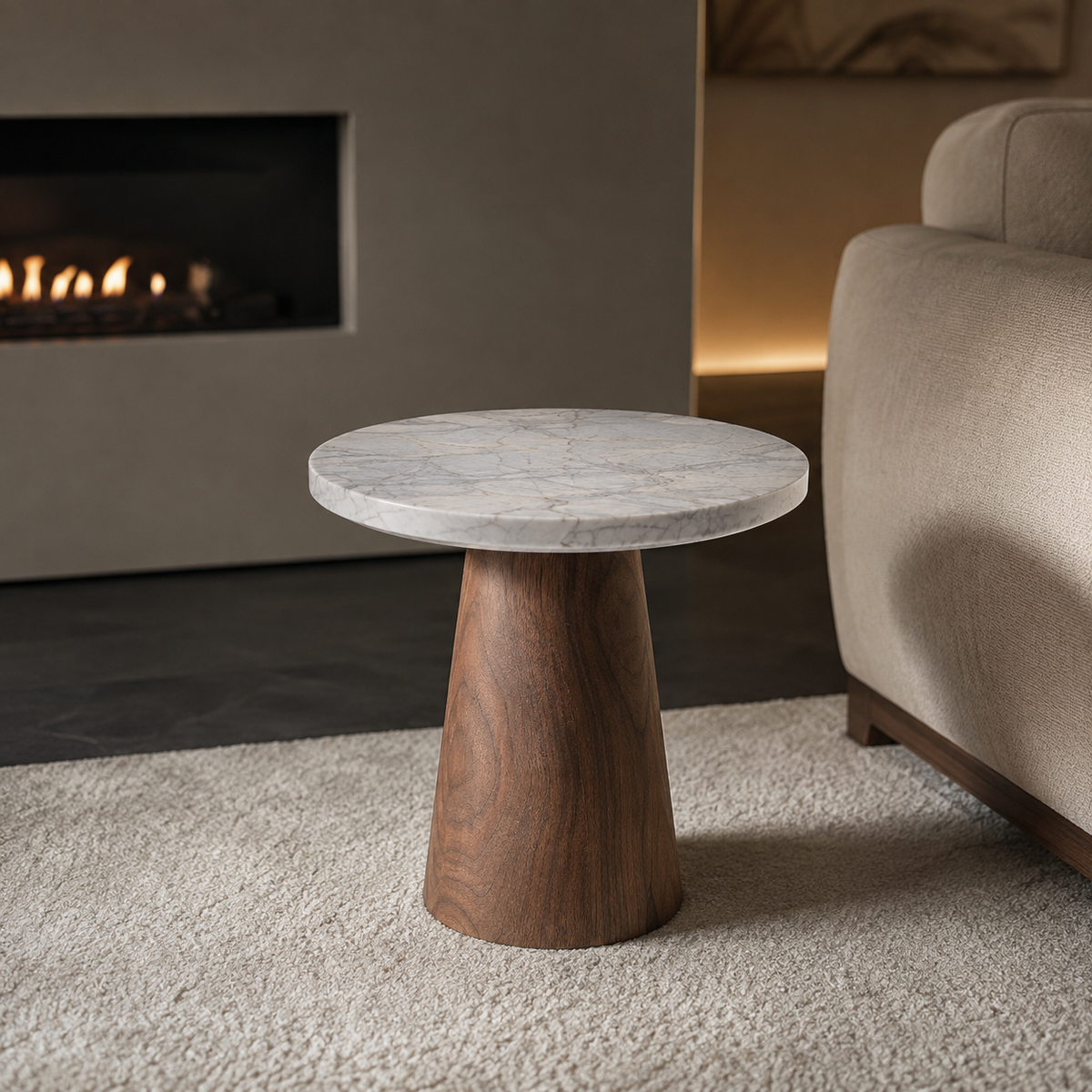 Avela Marble & Wood Side Table