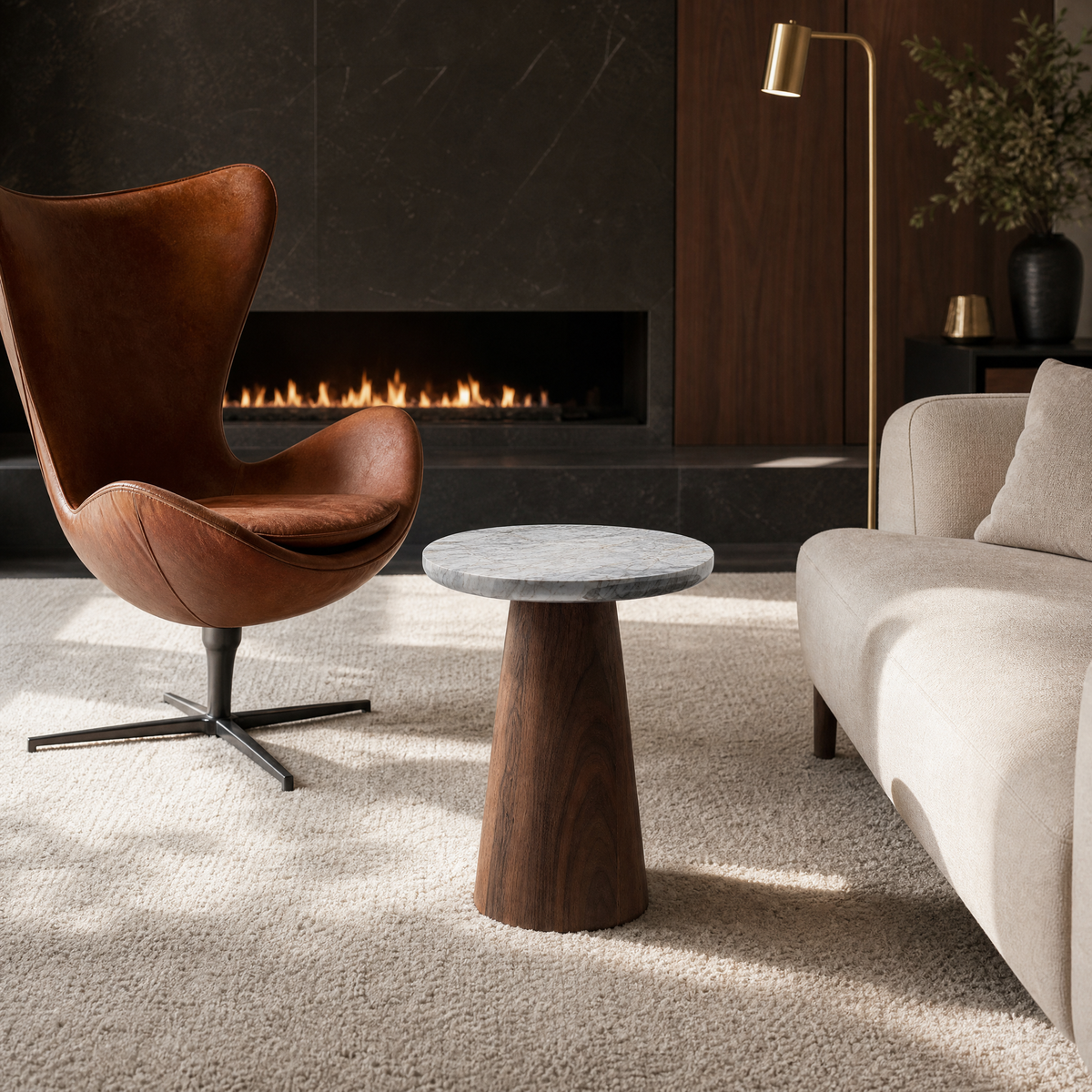 Avela Marble & Wood Side Table