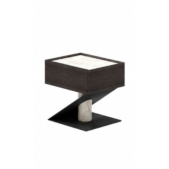 Cael Marble & Wood Bedside Table