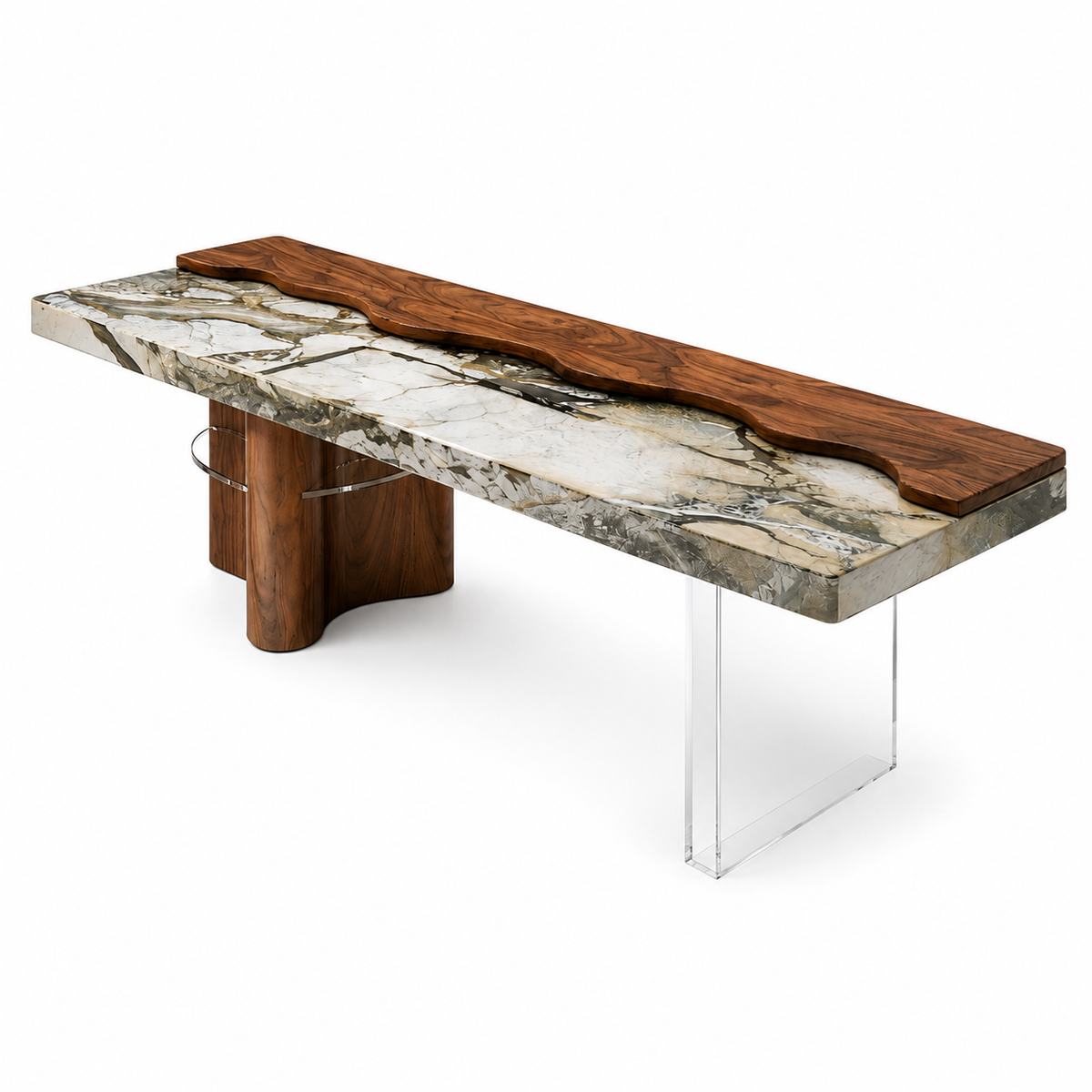 Caia Marble & Wood Dining Table