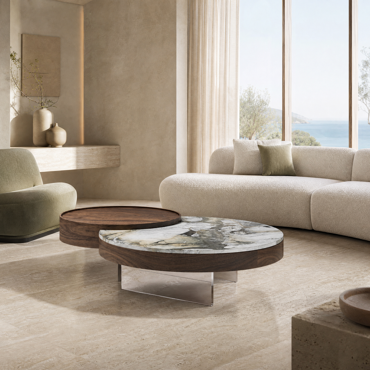 Cira Marble & Wood Coffee Table