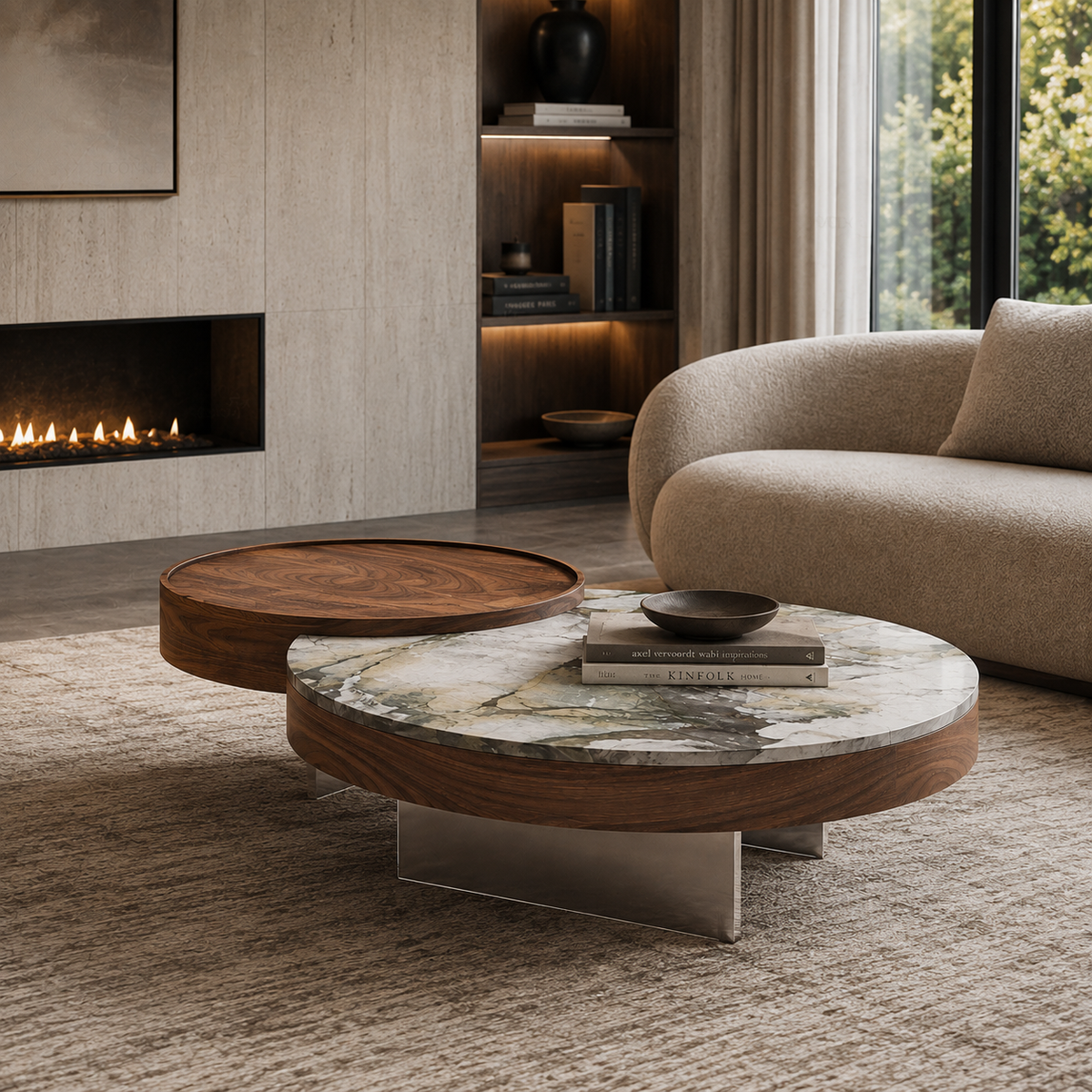 Cira Marble & Wood Coffee Table
