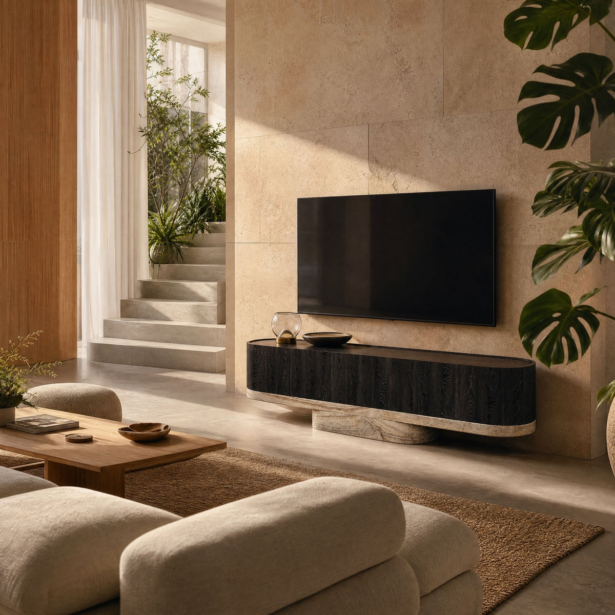 Cova Marble & Wood TV Unit