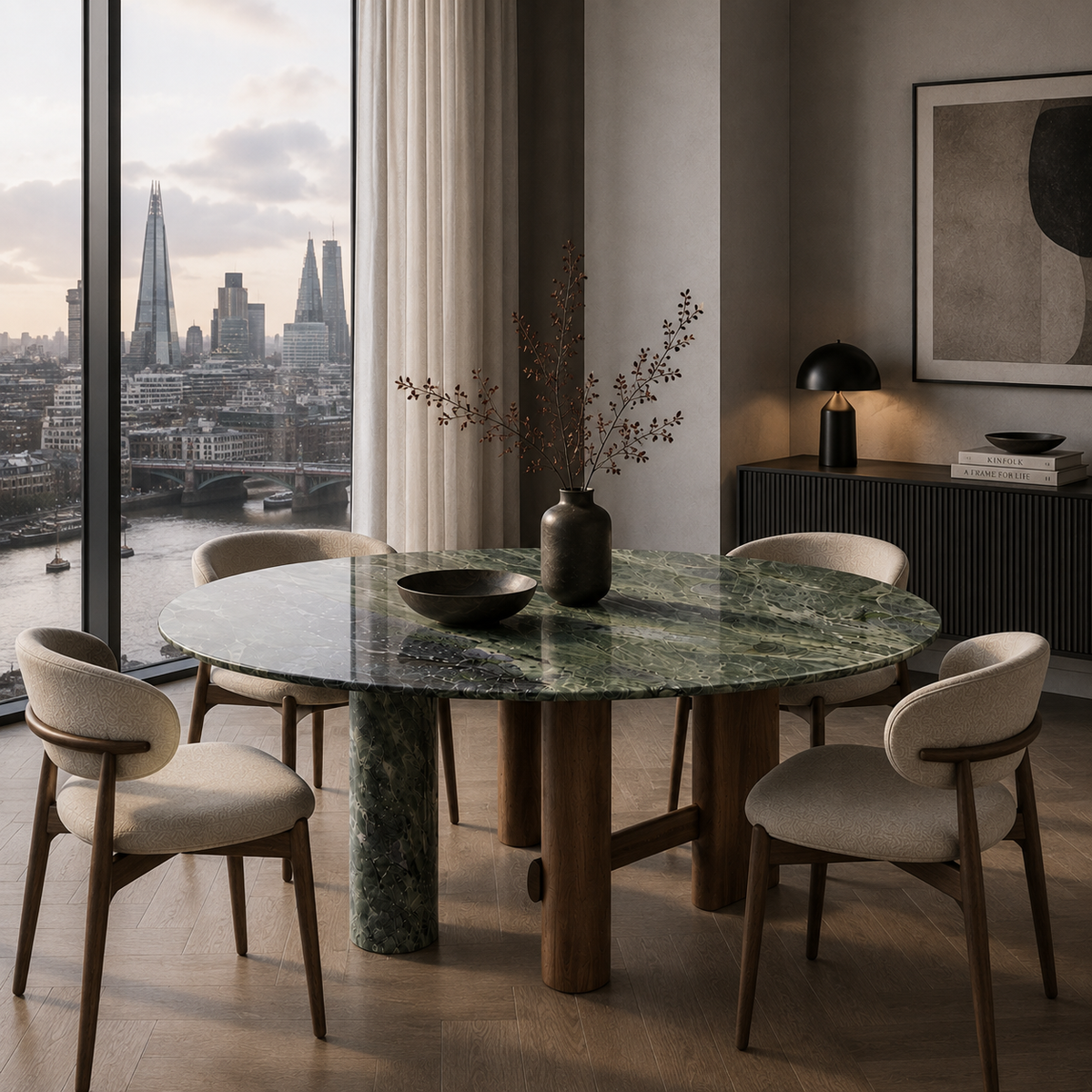 Eden Marble & Wood Round Dining Table