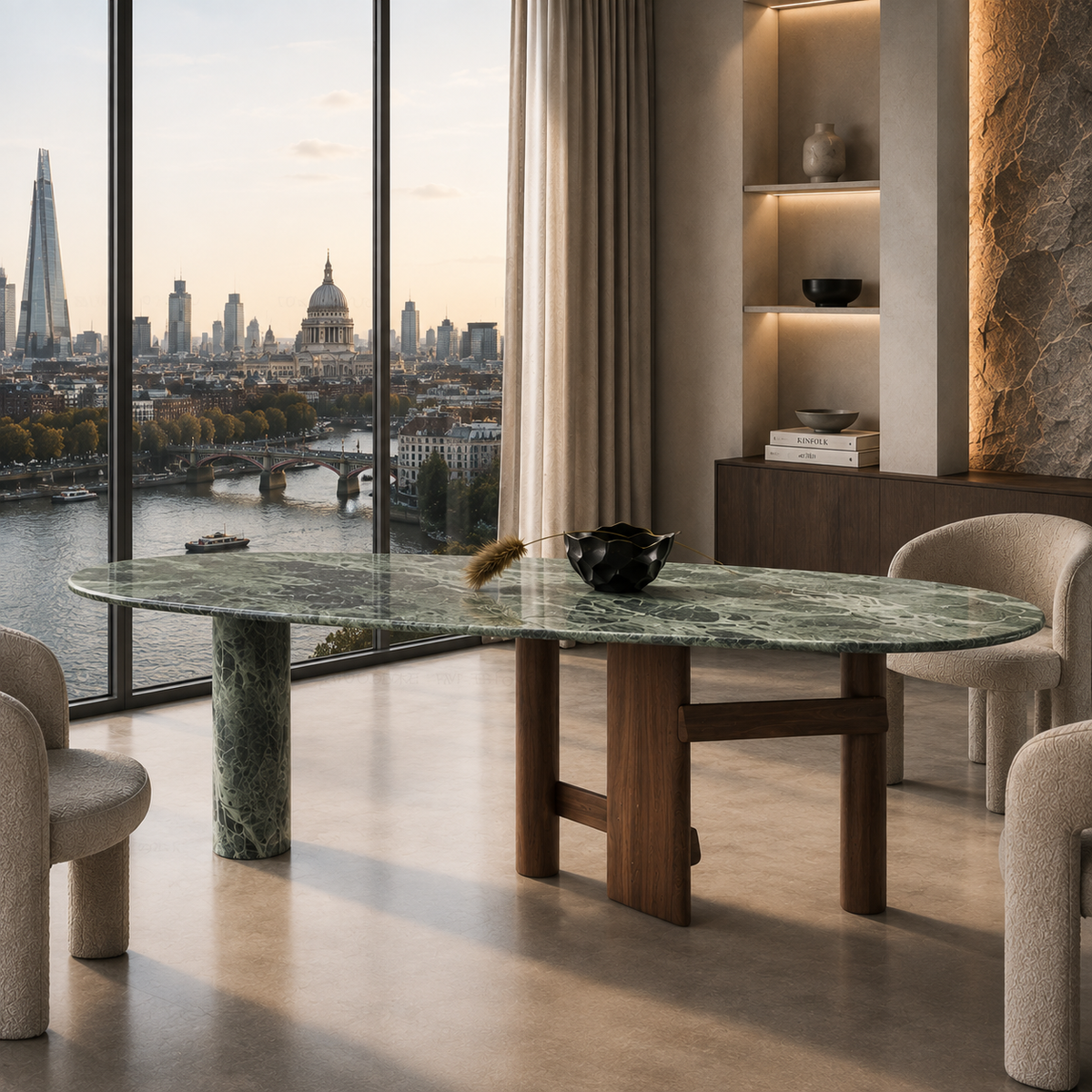 Eden Marble & Wood Dining Table
