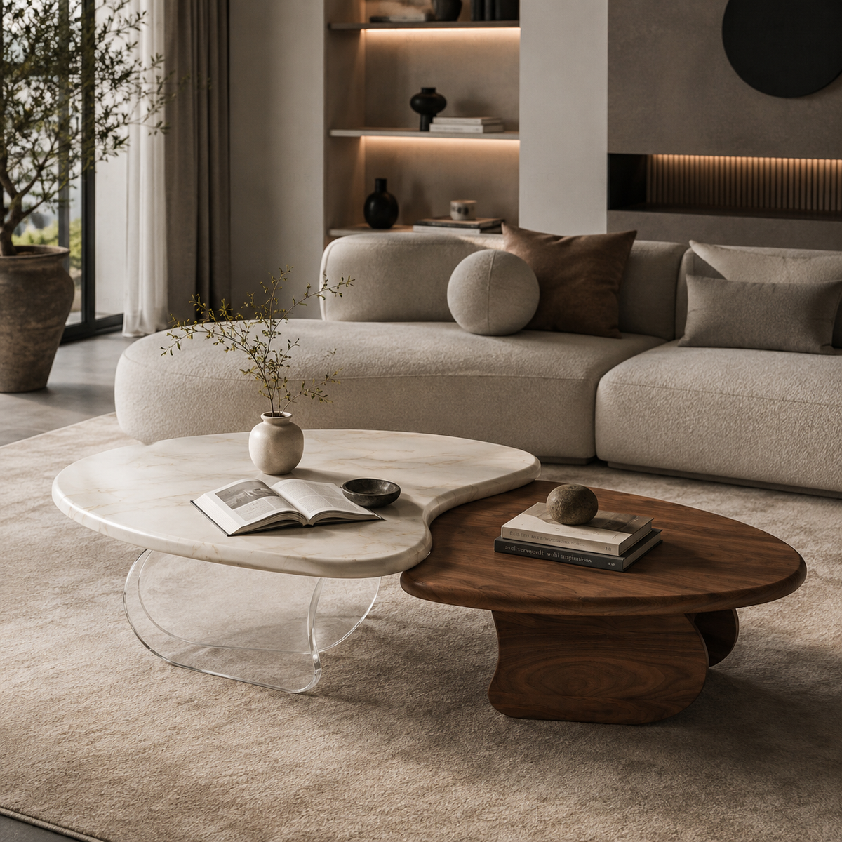 Aven Marble & Wood Coffee Table