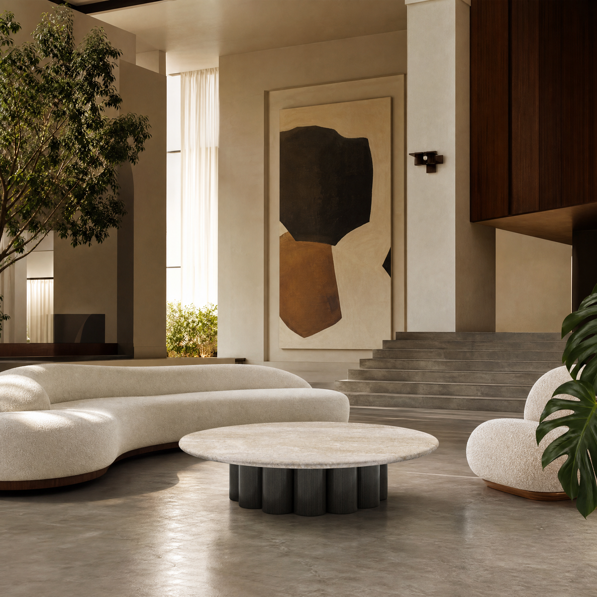 Elara Marble & Wood Coffee Table