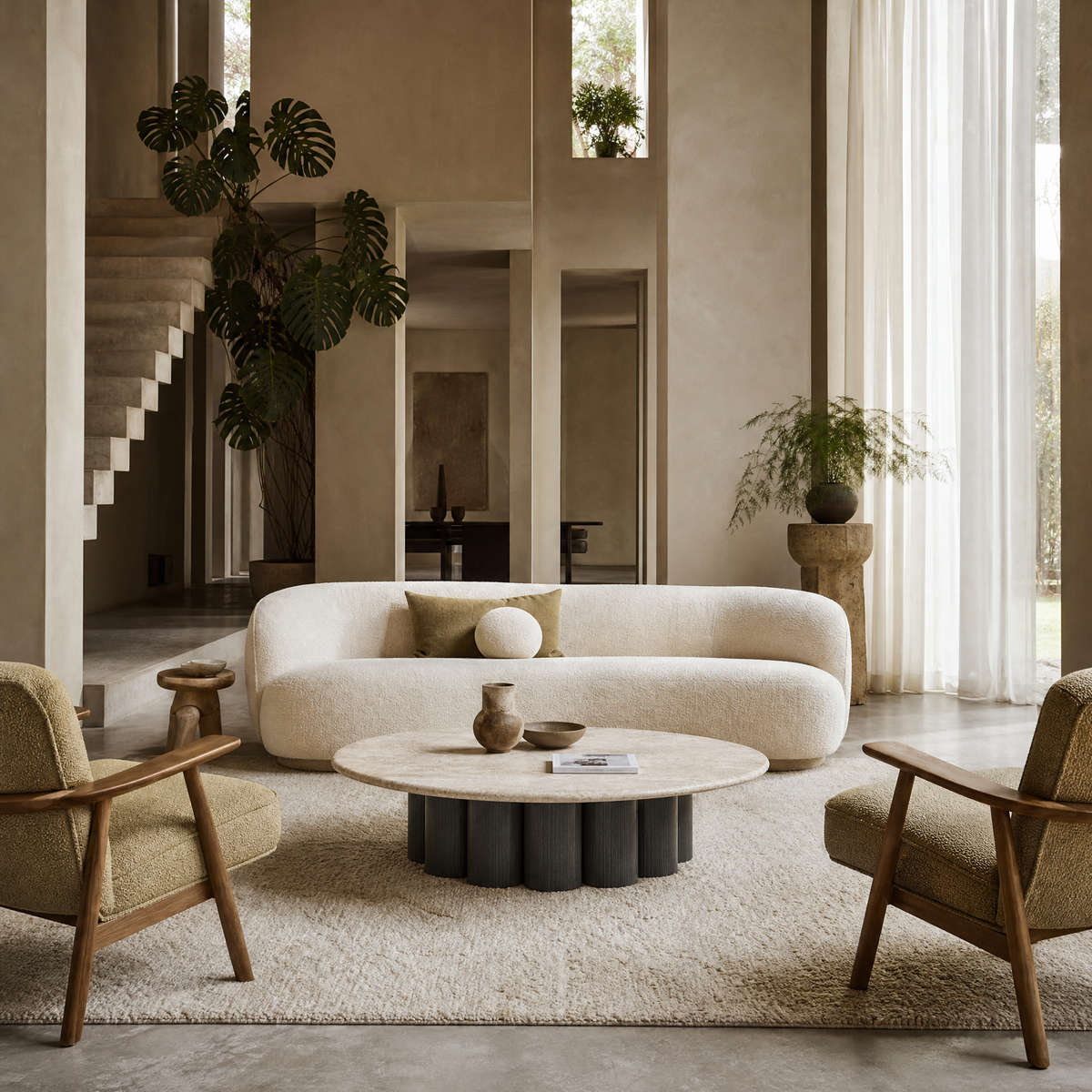 Elara Marble & Wood Coffee Table