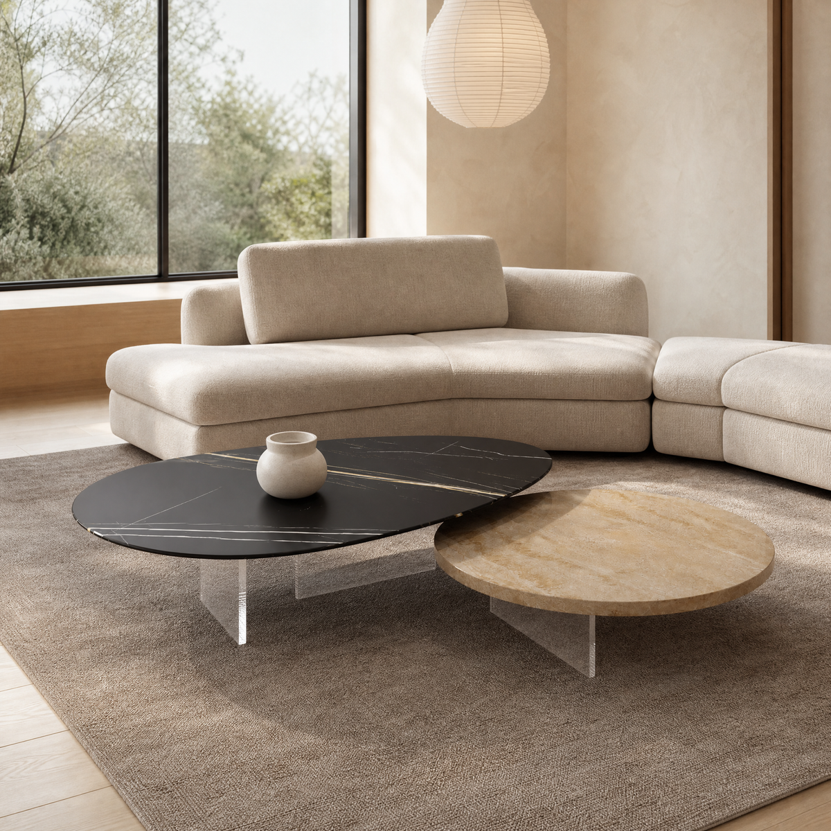 Linea Marble & Wood Coffee Table