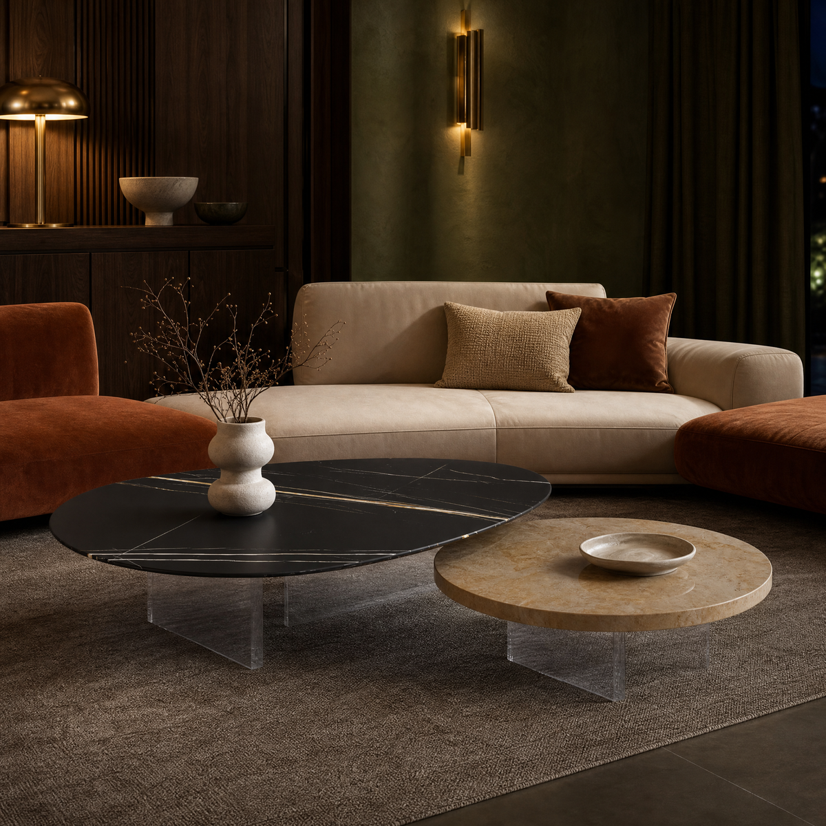 Linea Marble & Wood Coffee Table