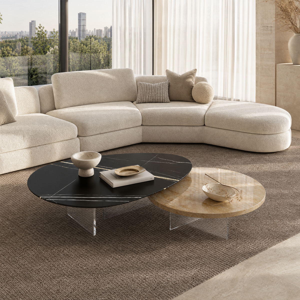 Linea Marble & Wood Coffee Table