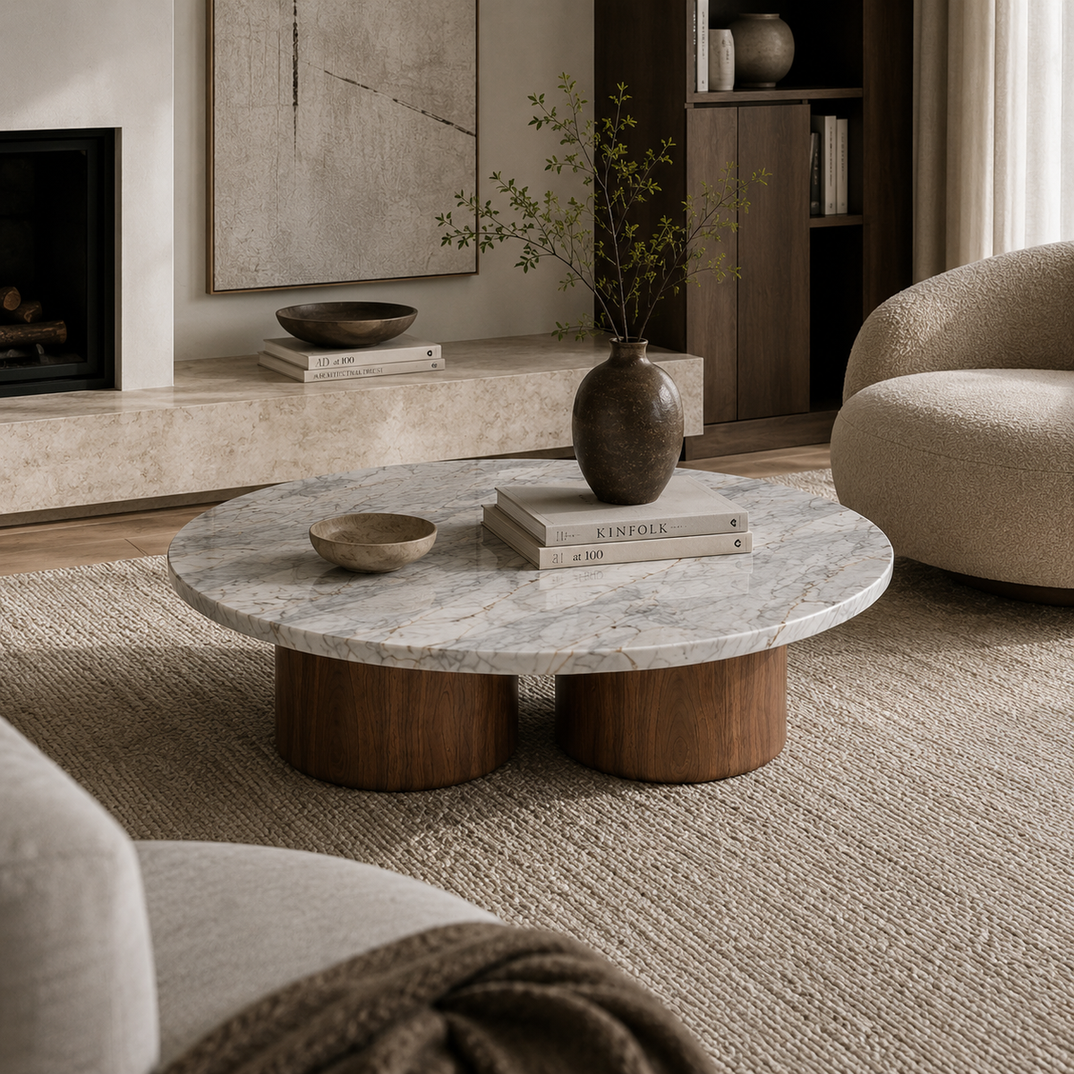Calder Marble & Wood Coffee Table