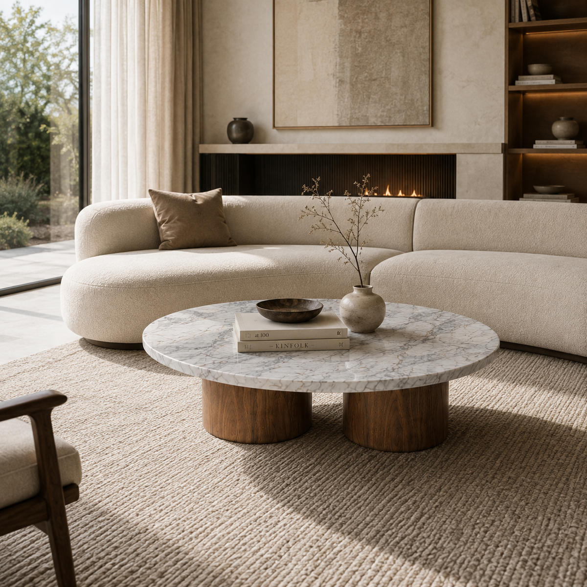 Calder Marble & Wood Coffee Table
