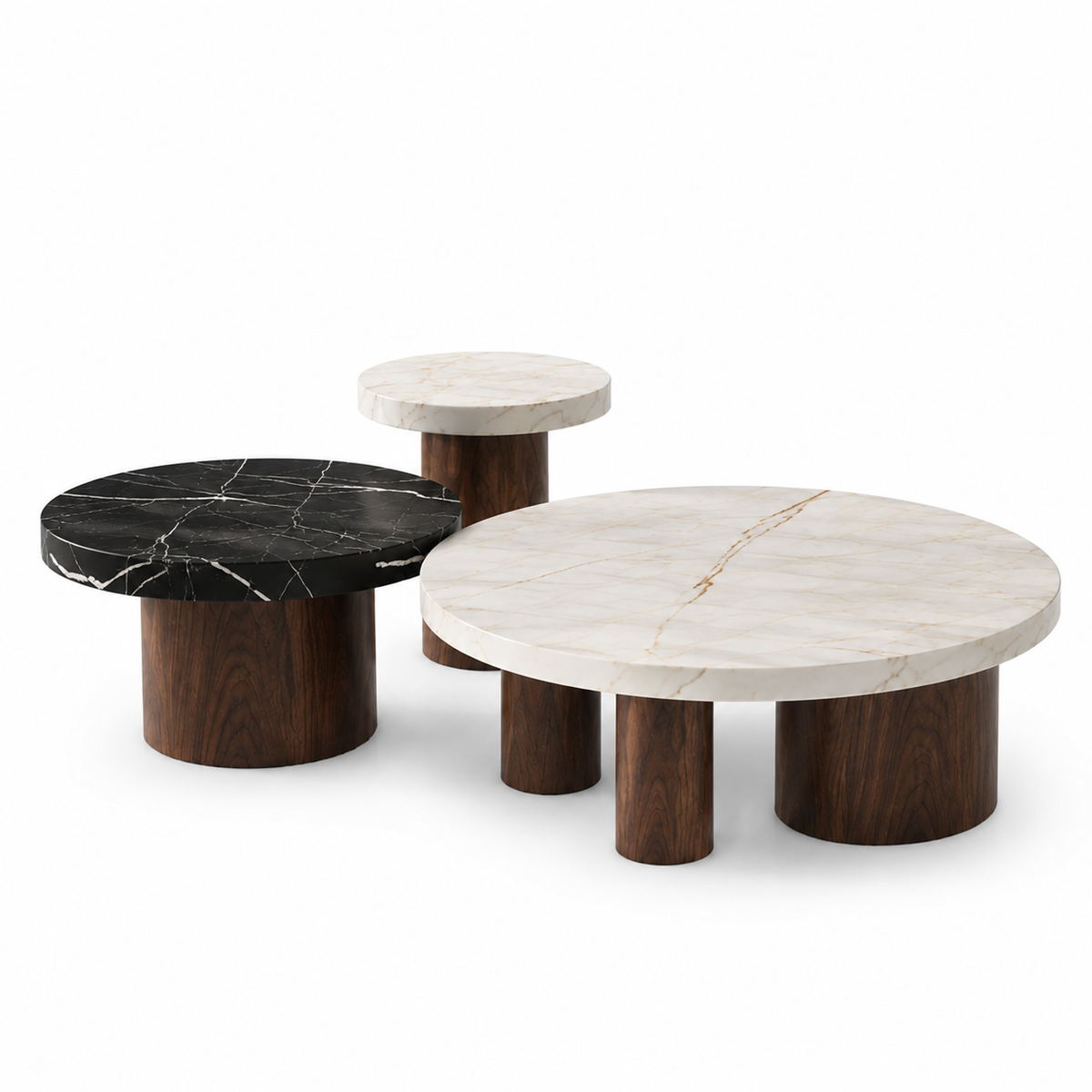 Cavell Marble & Wood Round Coffee Table