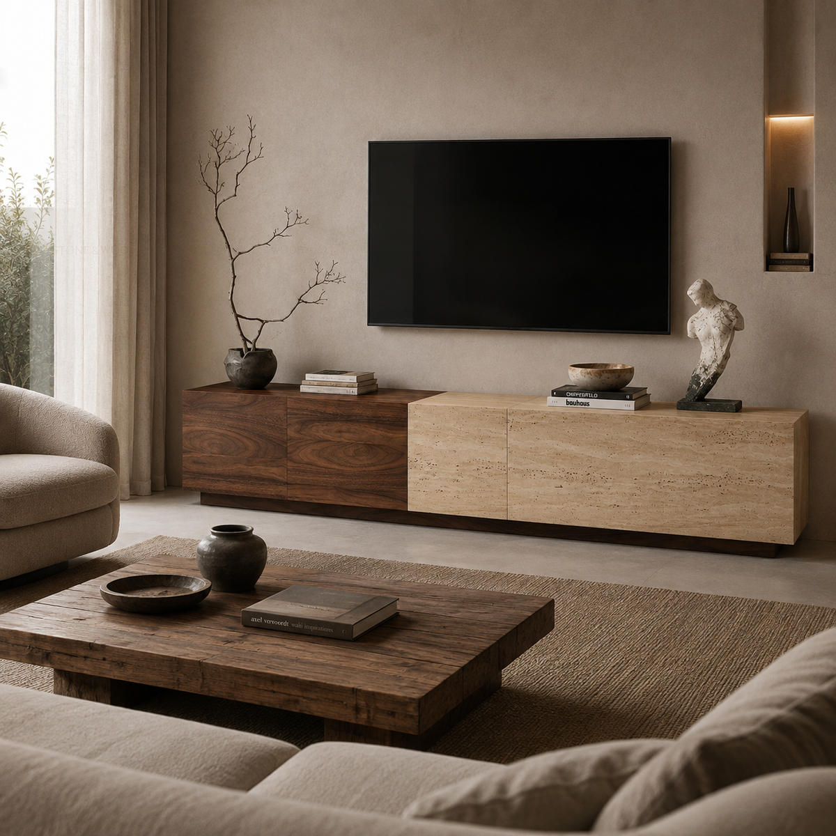 Linea Marble & Wood TV Unit