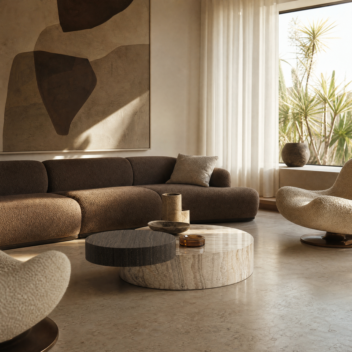 Loren Marble & Wood Coffee Table