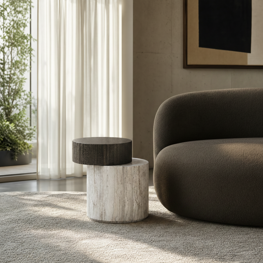 Loren Marble & Wood Side Table