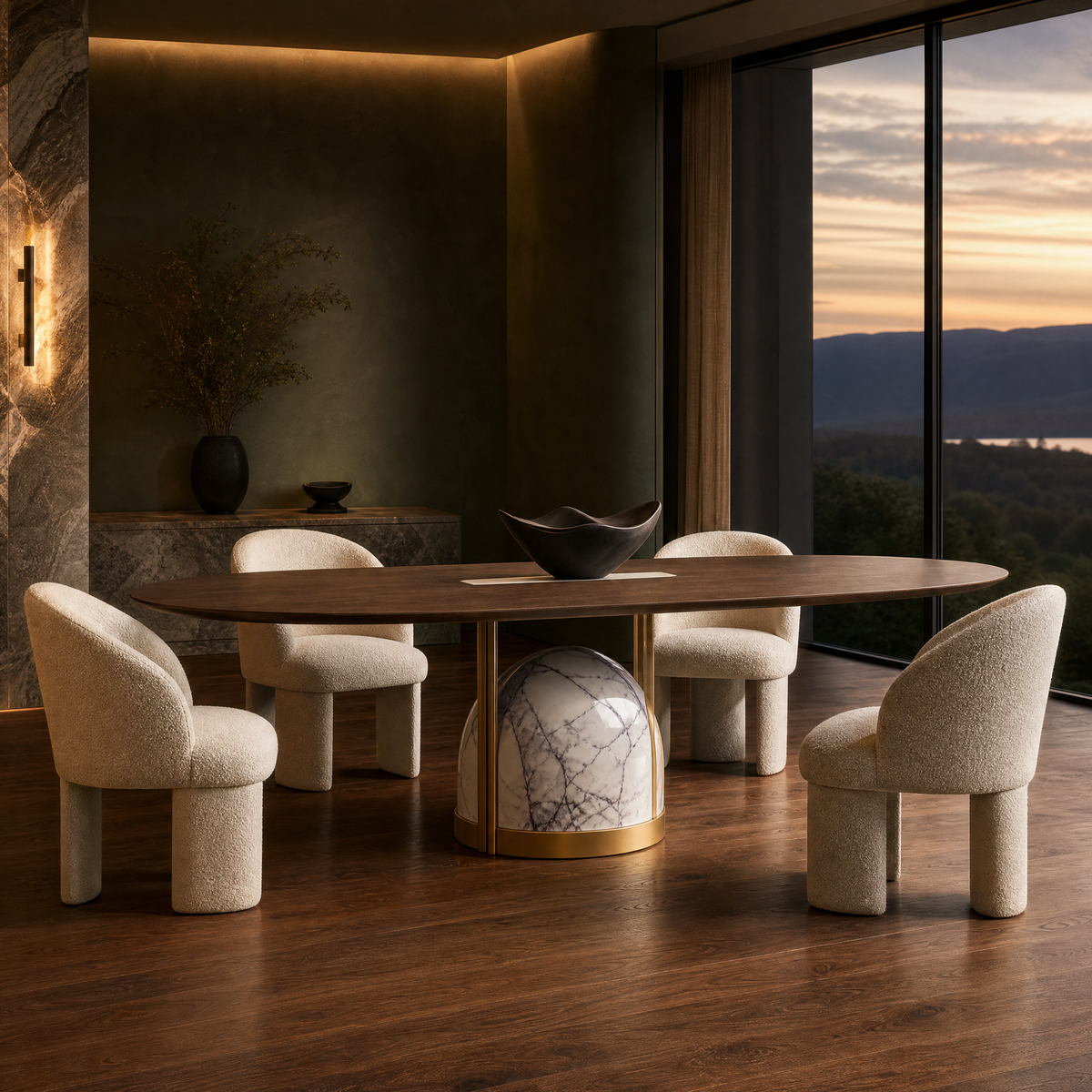 Lume Marble & Wood Dining Table